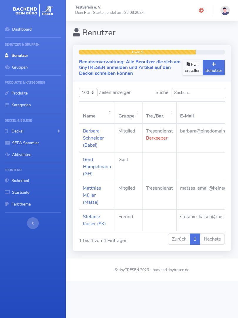Digitale Strichlisten / Kassenwart Digitale Strichlisten / Kassenwart
